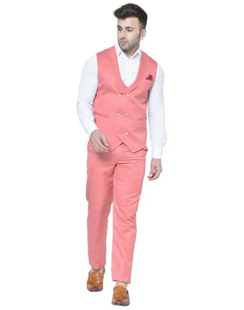 REFULGENT Premium Men Pink Suit Jacket With Trouser U Gala (Pink)