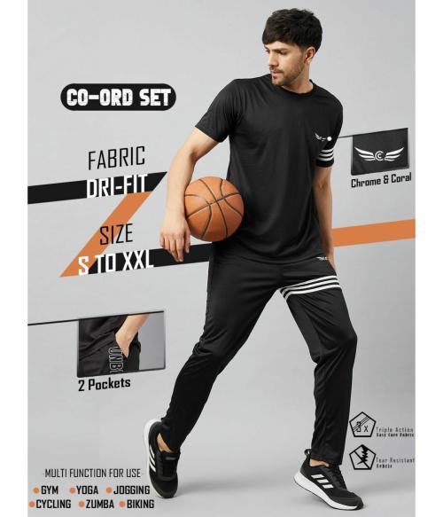 CHROME & CORAL Black Tracksuit For Men