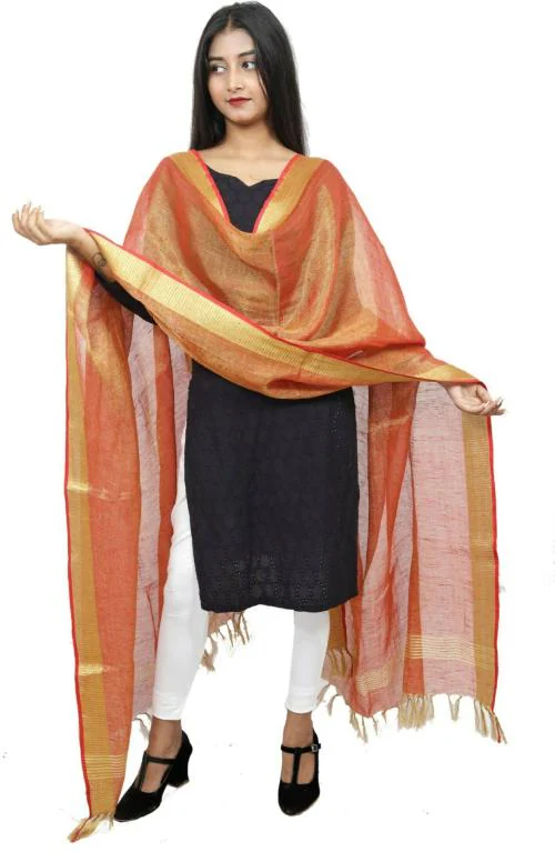 Urban Desi - Fashion Forward Cotton Blend Embellished Women Dupatta (Red)