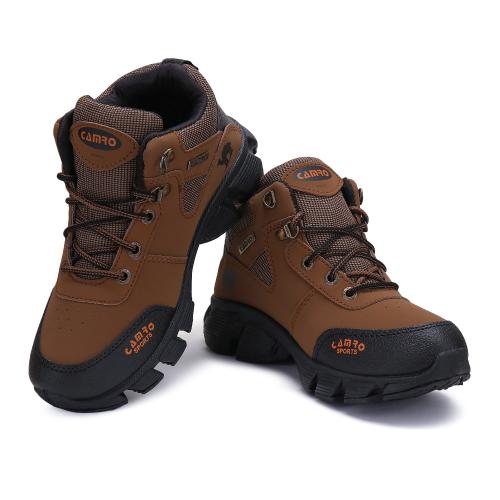 CAMRO Hulk-02 Lace Up Tan Ankle Boots, Rexine Upper & PVC Sole for Trekking, Hiking & More