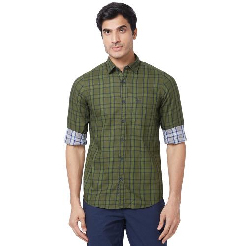 Colorplus Contemporary Fit Checkered Dark Green Shirt