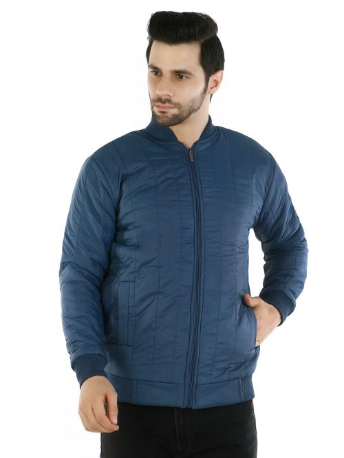 ICO Blue Star Men Blue Self Design Polyester Casual Jacket