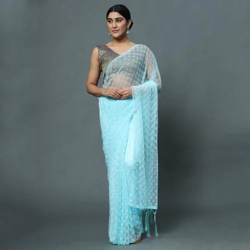 Crally Sky Party Wear Self designer Trendy Net saree