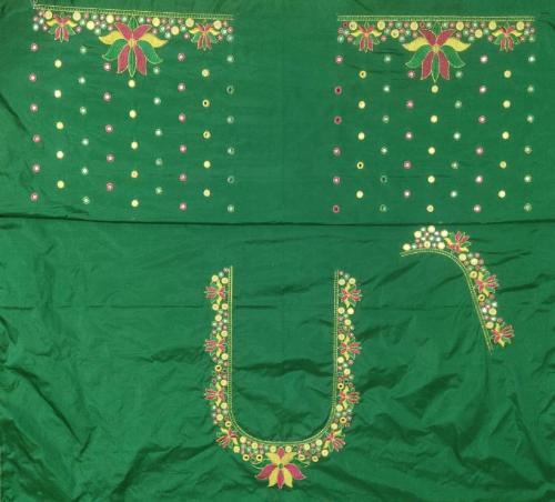 Aruna computerized embroidery unstitched embroidery blouse piece with mirror work and multi colour thread