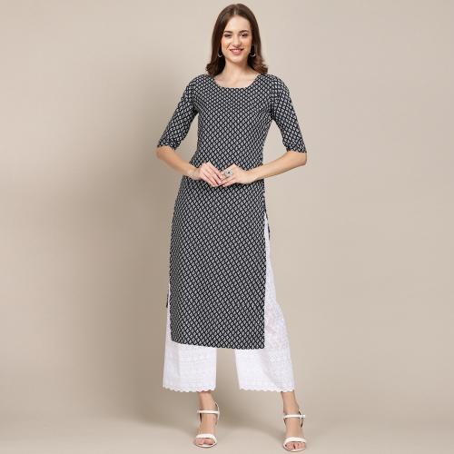 kurti for women kurti crepe kurti | kurti for women | kurti crepe kurti |ladies kurti |women kurta | Creap kurti | kurties |Ethnic Basket Women's Crepe Blue Color Ethnic Motif Printed Straight Kurti