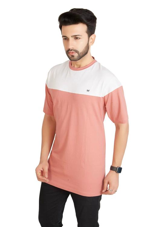 MYFL Cast Iron Legend Men Peach Cotton Solid Slim Fit T-Shirt ( 42)