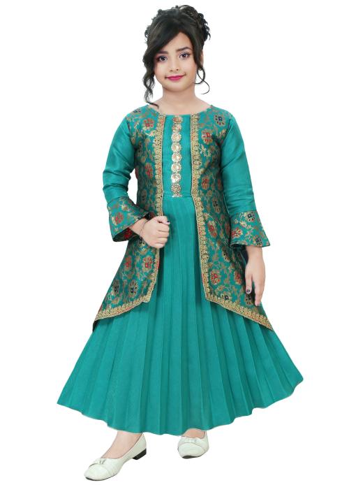 KAARIGARI Girls Dark Green Maxi/Full Length Party Dress | Dresses | Kids Wear | Girls Dress | Kids Dress | Frock | Frock Girls | Girls Frock | Dresses For Girls | Kids Girl Dress | Frock For Girls | Kids Wear Girls