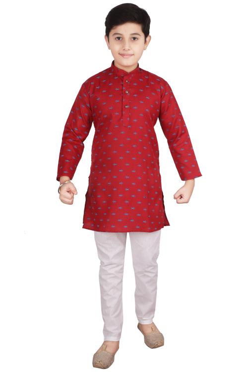 Pro-Ethic Style Developer Kid's Cotton Red Kurta Pajama Set For Boys