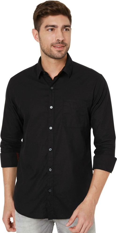 Mufti Slim Fit Textured Plain Relaxed Full Sleeve In Cotton