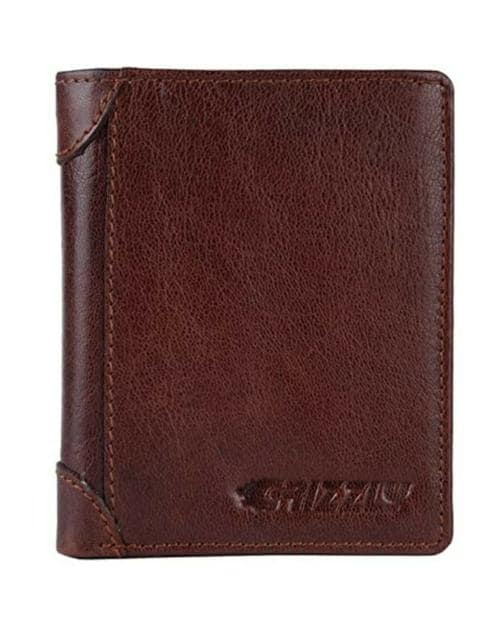 Grizzly Brown Leather Mens Slim Minimalist Front Pocket Wallet KF 87