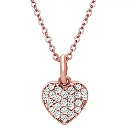 Giva Sterling Silver Rose Gold Little Heart Pendant With Link Chain For Women