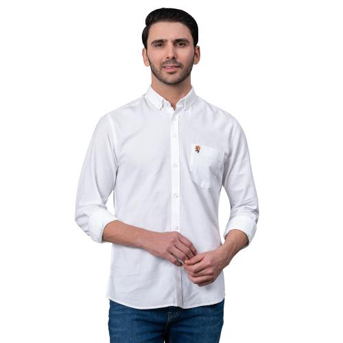 Red Tape White Solid 100% Cotton Full Sleeve Men's Shirt