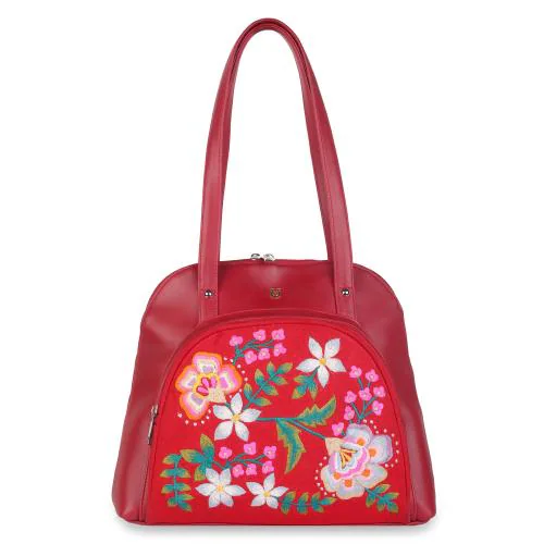 Pick Pocket Red Shoulder Bag with Exquisite Embroidery