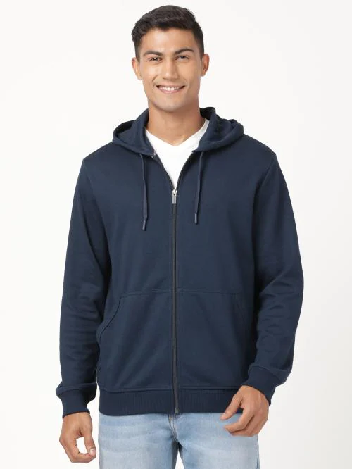 jockey Men Cotton Blend Navy Hooded Jacket