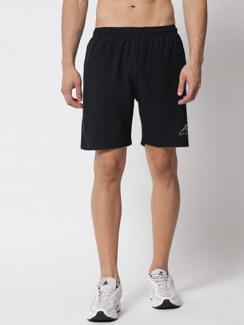 My Swag Men's Black Color Solid Training Gym Shorts