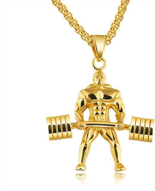 Buy Zivom Barbell Dumbbell Body Builder Weight Lifter Gold Stainless Steel Pendant Chain Online
