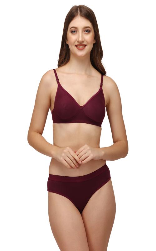 Classic Selection Women's Lingerie Set Babydoll Swimwear Hot Nighty Wedding Night Bra Panty Set AZ-Mahira Mold Set(M_2)Maroon-36