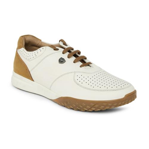 Buckaroo: JOY Fine Mild Natural Leather Off White Casual Shoes For Mens