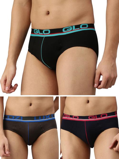 Men Pack Of 3 Pure Cotton Basic Glo Briefs