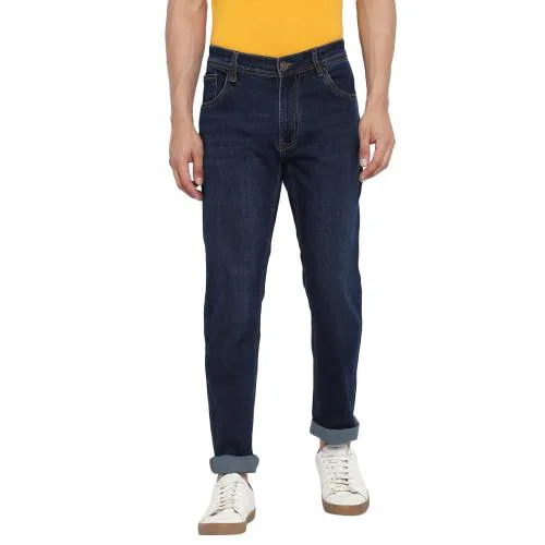 Buy Red Chief Solid Narrow Fit Blue Poly Cotton Lycra Casual Jeans for