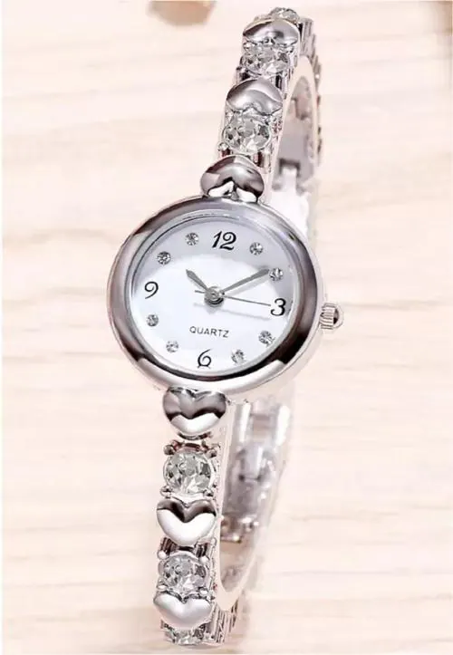 Acnos Brand Exclusive Choice Silver Diamond Studded Silver Exclusive Silver Diamond Studded Silver Bracelet Chain Girls Watch For Women Analog Watch For Girls