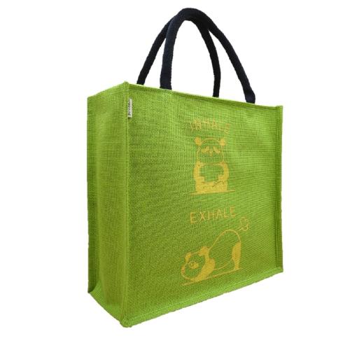 JUTEKA Printed Parrot Green color Eco Friendly Jute Bag with Zipper