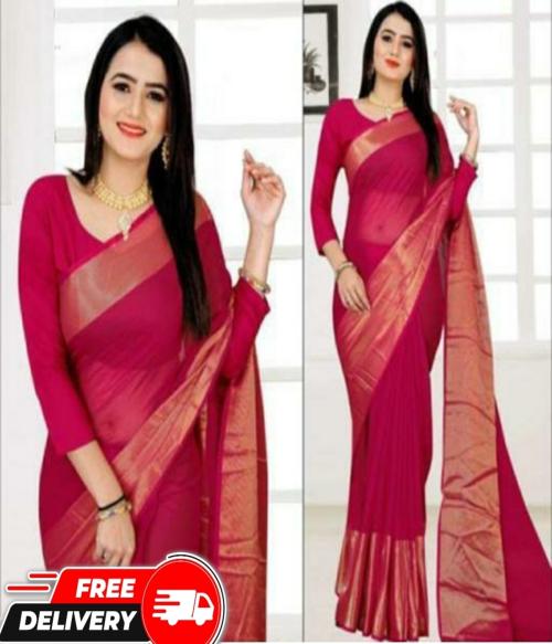 Vragi's Fancy Zari Chiffon Sarees For Girls/Women