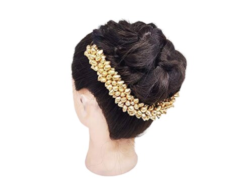 Kavmart Gajra Fragrance Artificial Juda Gajra Hair Accessory (Golden Beads)  - JioMart