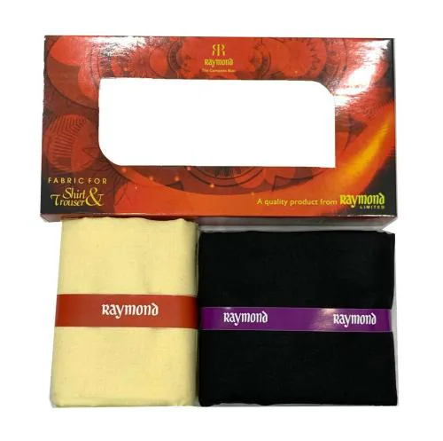 Raymond Gold Solid Pc-Cotton Shirt & Trouser Fabric in Window Box Packing (Shirt-2.25 m, Pant-1.20 m) R-Onyx-14