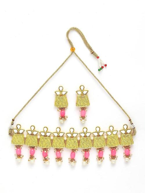 Buy GLOWRY Gold Plated Pink Choker Necklace Set for Women and girl