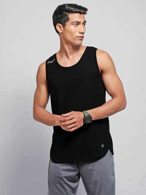 Jockey MV06 Men's Super Combed Cotton Blend Solid Low Neck Tank Top With Breathable Mesh and Stay Fresh Treatment - Black