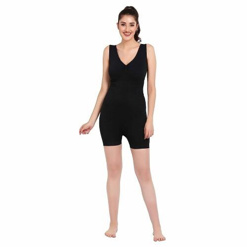 Day n Dark Women's Shapewear Bodysuits Tummy Control Butt Lifter Body Shaper V Neck Mid Thigh Jumpsuit Boxer (Black)