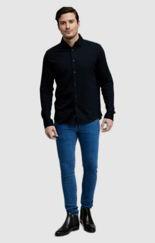 Celio Men's Black Cotton Solid Casual Shirts
