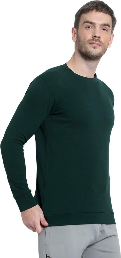 Rabby Dark Green Men Solid Polyester Round Neck Tshirt (XXL)