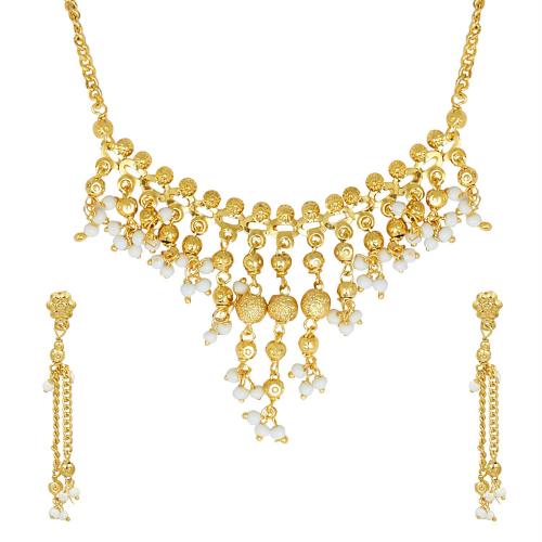 Buy Bodha White Brass Gold Jewellery Necklace Set 22K with Earrings For Women Online at Best