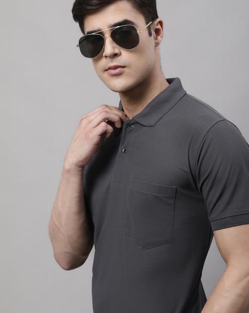 Obaan Men's Polyster Half Sleeve Solid Polo Neck T-shirt