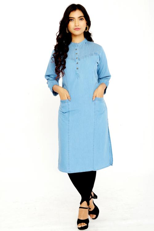 SALWA DENIM KURTI ZARI POCKET LIGHT XXL
