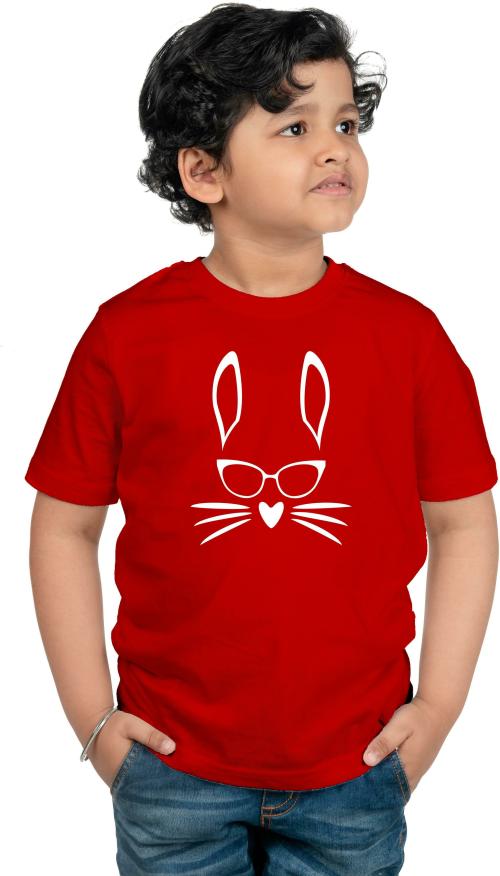 Chombookaa Boys Red Printed Half Sleeve Cotton Jersey Tshirt (6-7 Y)