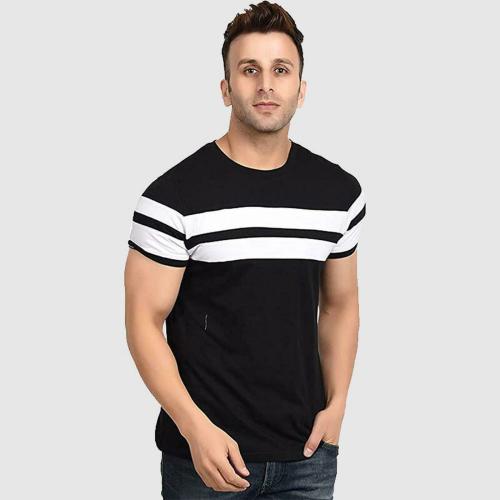 Zebulun Men Black Colorblock Cotton Blend Men's T-Shirts