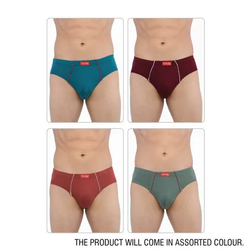 Frenchie Plus Men's Cotton Briefs-Assorted Colours (Pack of 4, 90 CM)