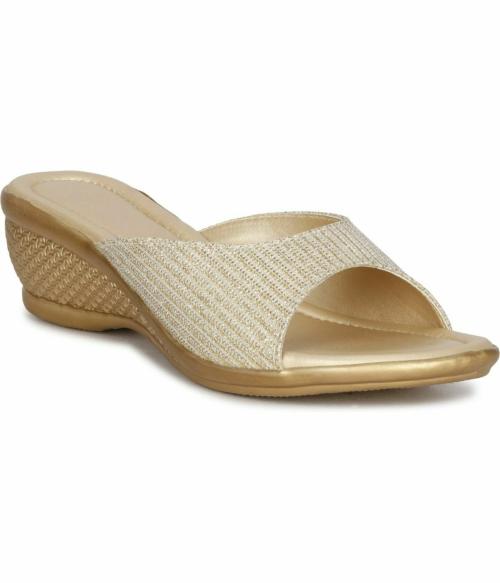 TWINSSHOE Gold Wedges for Women