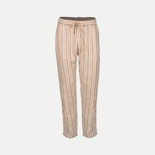 Rad Prix Men Beige Striped Remi Cotton Chinos Trousers