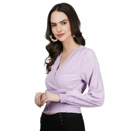 PROM QUEEN Women's Printed Georgette Long Sleeve | Casual Designer Top-Size-XX L