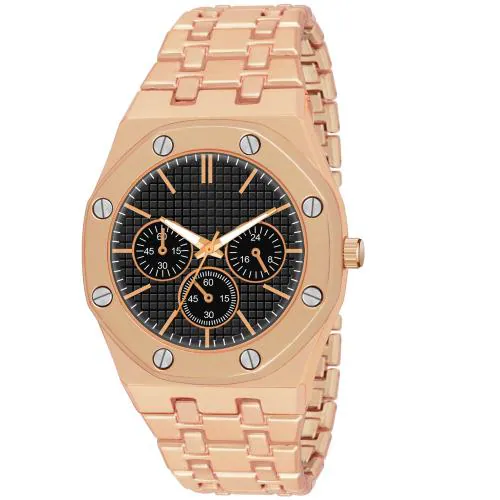 ILOZ New Luxury professional Rose Gold Stainless steel belt Quartz Party Wear watch men Analog Fashion Wrist Watch - For Men
