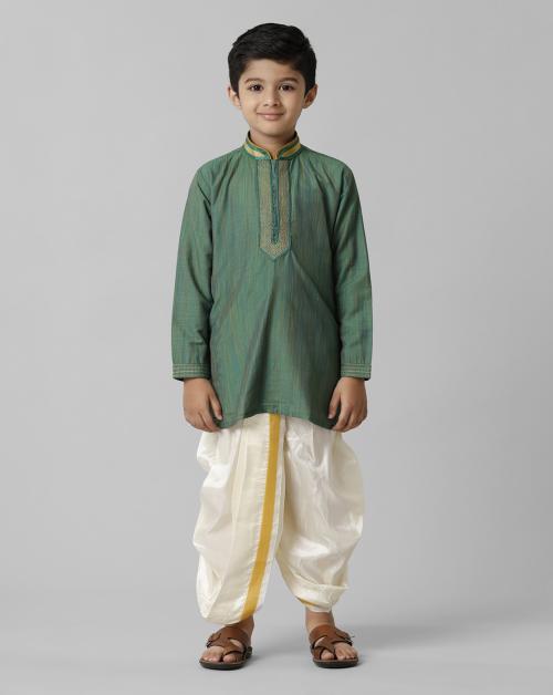 RAMRAJ COTTON Boys Kurta with Cream Color Panchakacham
