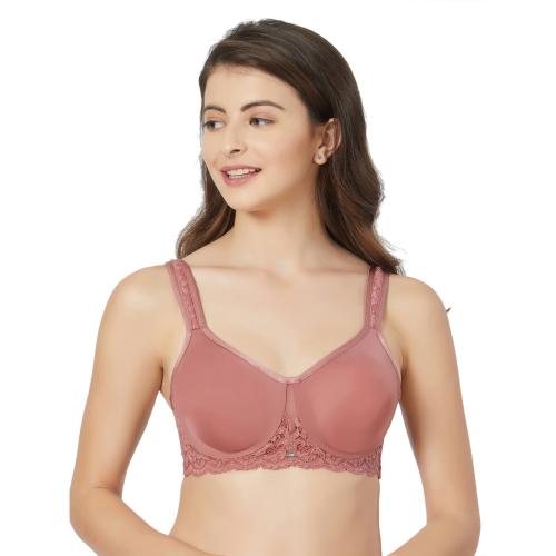 SOIE- Cinnamon Full Coverage Non Padded Wired Lace Bra-Cinnamone-38B