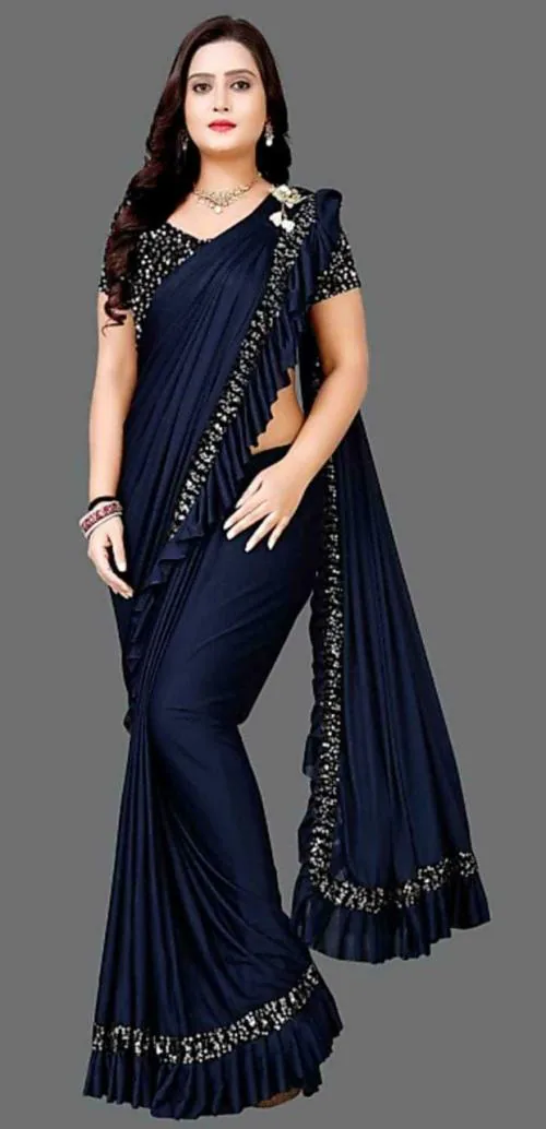 Keltax Store Women Black Solid Lycra Blend Saree