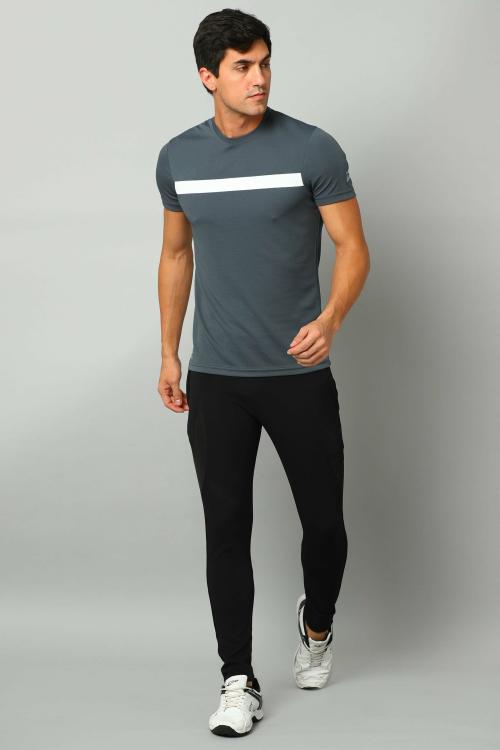 KA53 Chest Stripe DriFit Men Tshirt Dark Grey