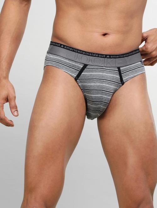 jockey Men's Super Combed Cotton Elastane Stretch Stripe Brief with Ultrasoft Waistband - Celestial(pack of 1)