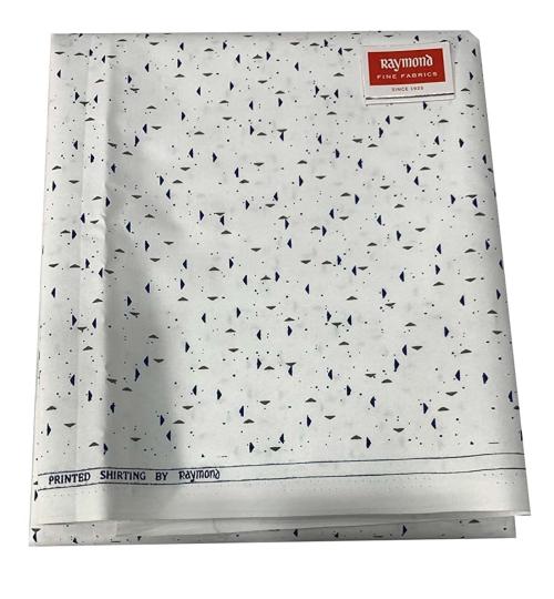 Raymond White Printed Cotton Shirt Fabric